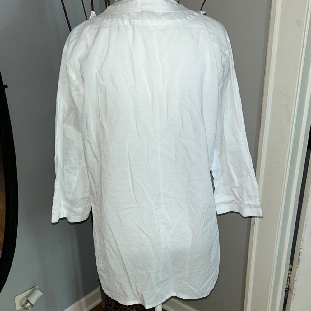 J.Crew White Women's Top with Pom-Pom Trim - Picture 6 of 7